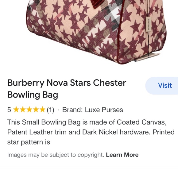 Authentic Burberry Chester Bowling Bag - Crossbody - Nova Check - Stars Pattern - Picture 7 of 10